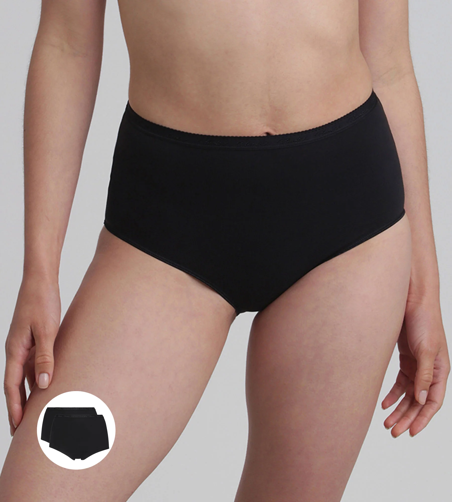 Pacco da 2 slip vita alta neri Cotone Bio