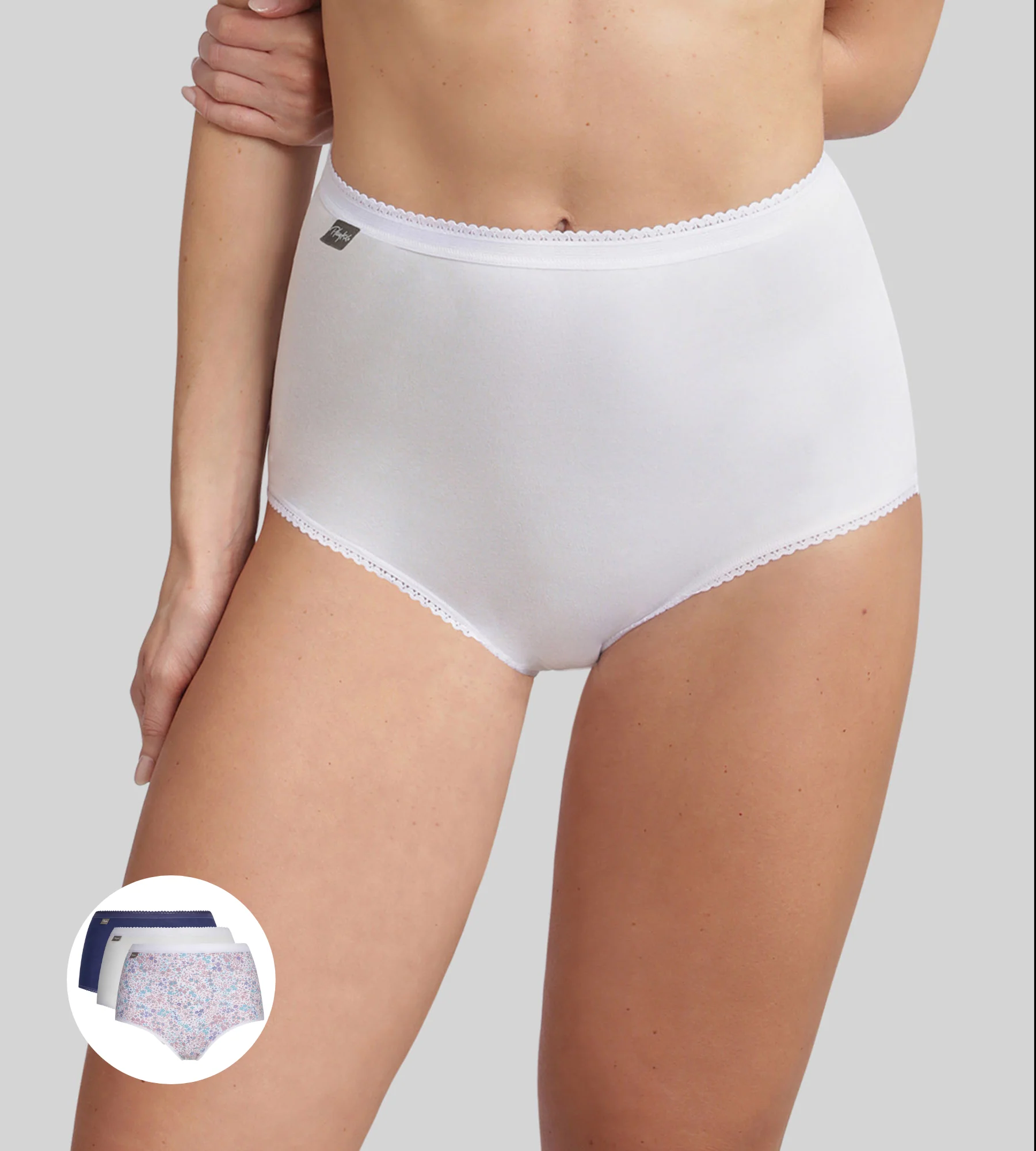 Pacco di 3 slip a vita alta lavanda Cotone Stretch