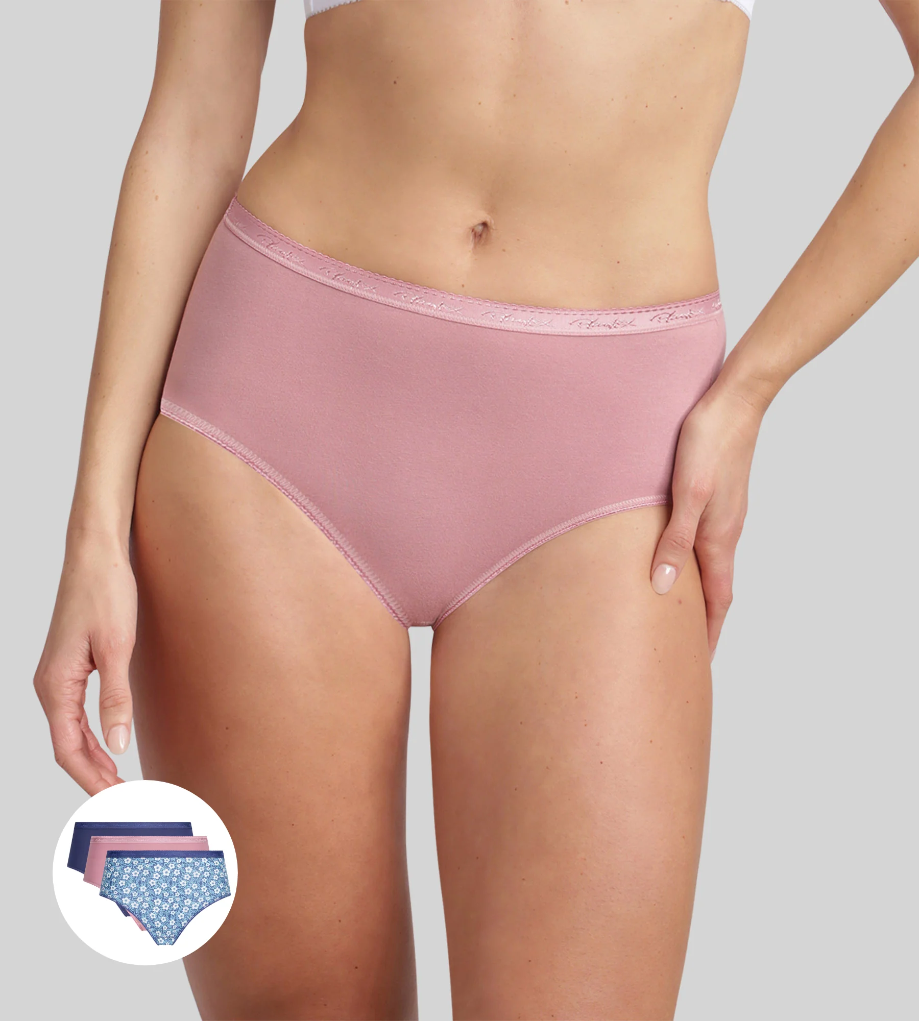 Pacco di 3 slip blu, stampa azzurro, rosa orchidea Cotone Bio