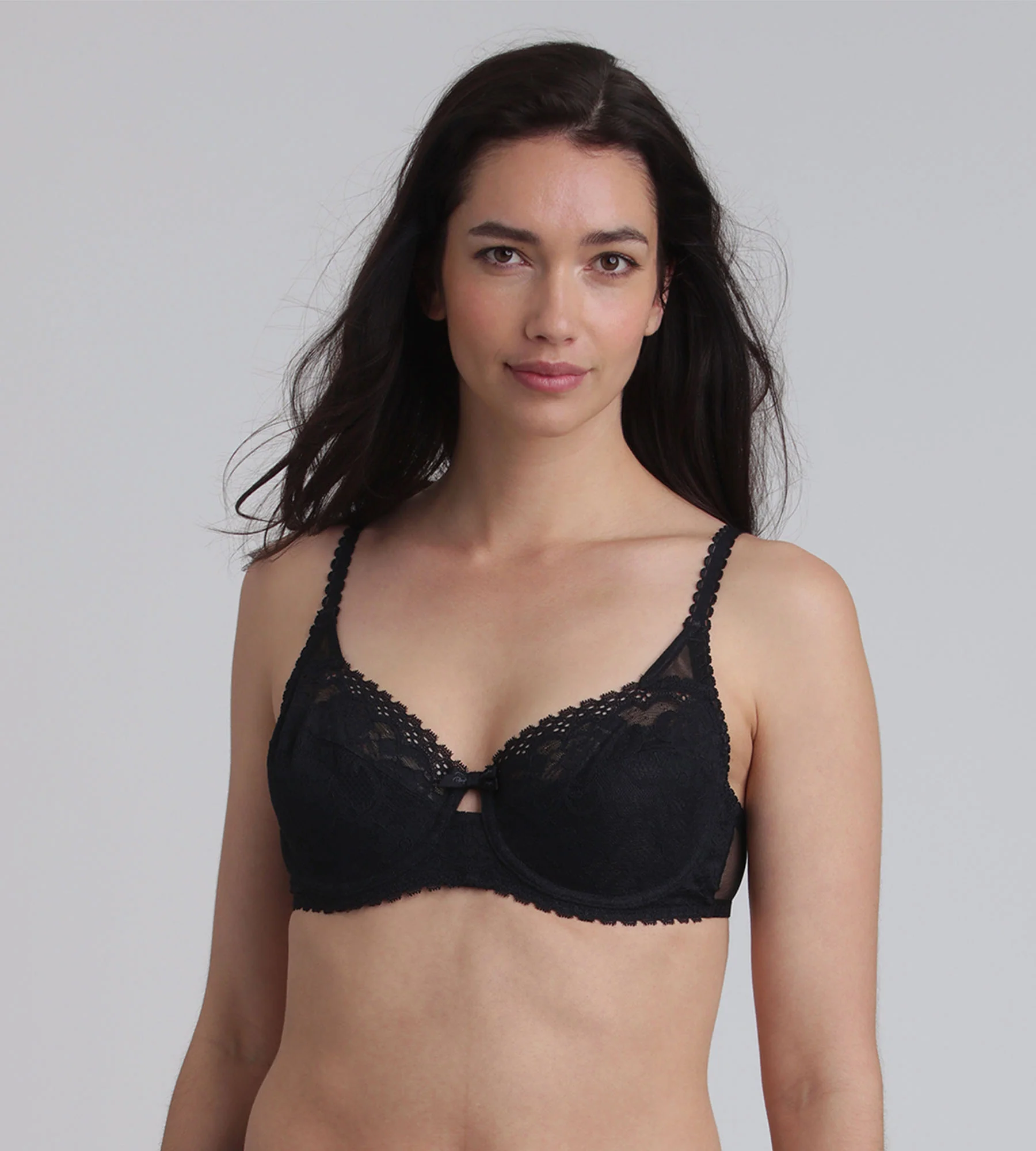 Reggiseno balconcino nero Flowery Lace Riciclato