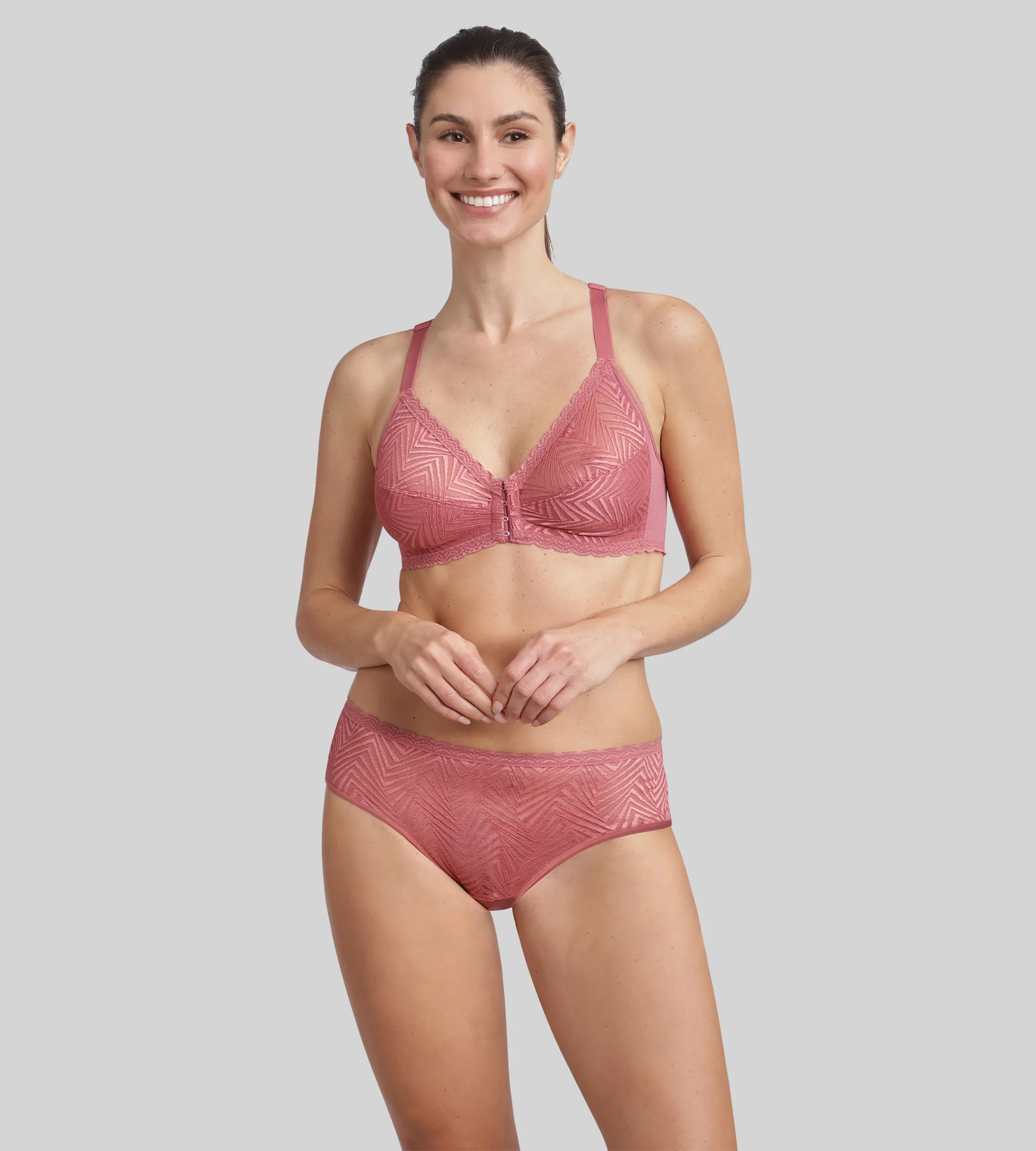Reggiseno con apertura frontale senza ferretto rosa Ideal Posture - Image 3