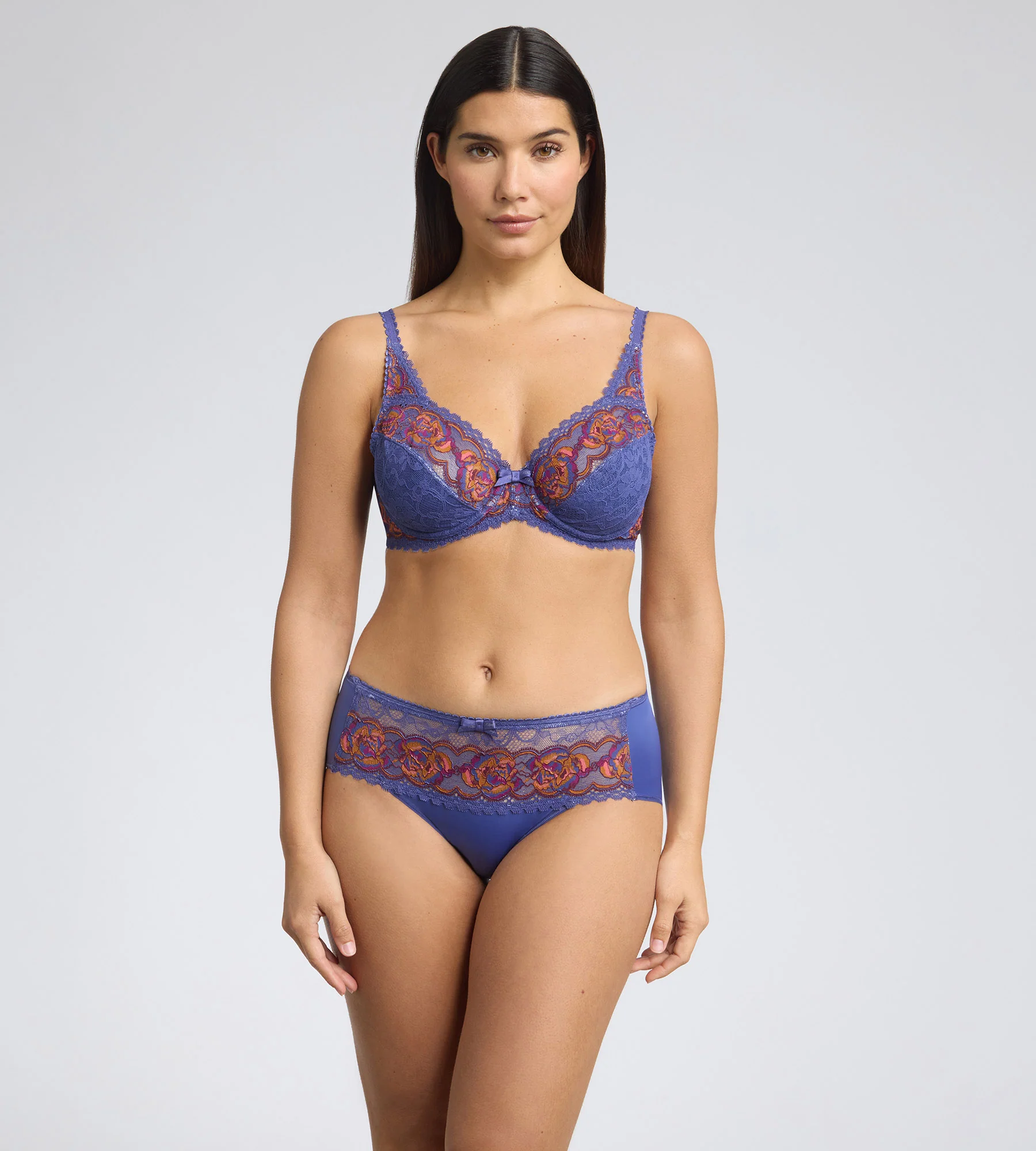 Reggiseno con ferretto blu e rosso Flowery Lace Riciclato - Image 3