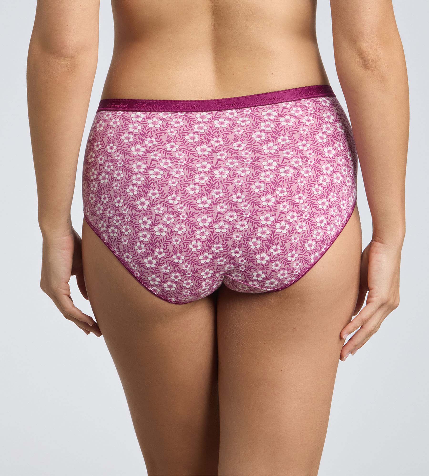 Set di 3 slip rosso, viola e stampa floreale Cotone Bio - Image 2