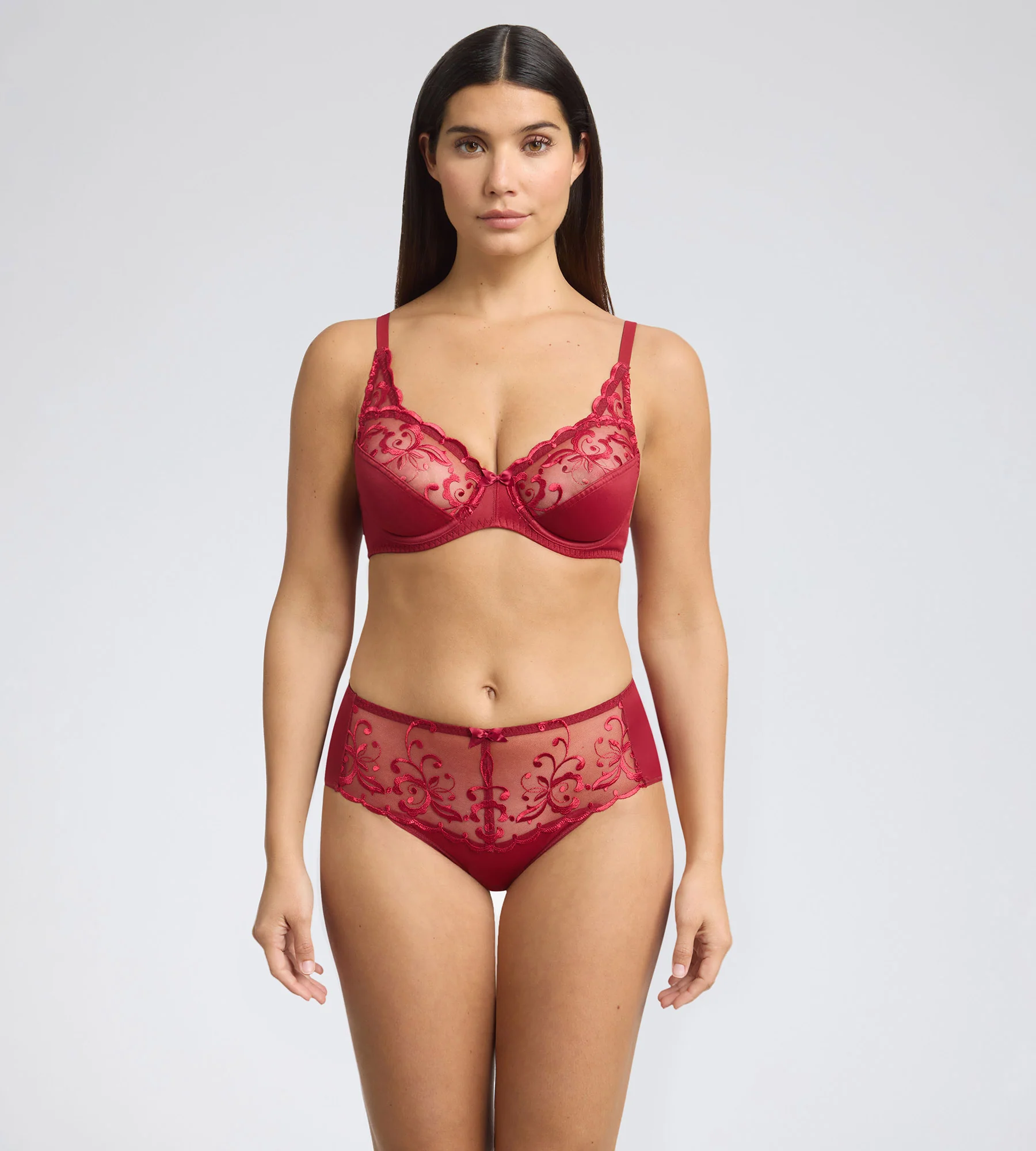 Slip rosso velluto Essential Elegance Embroidery - Image 3